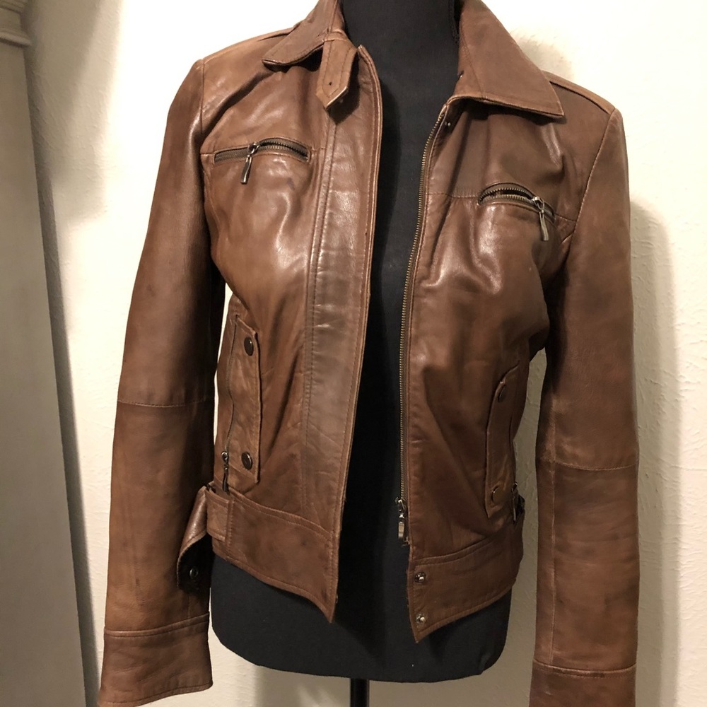 Brown leather jacket